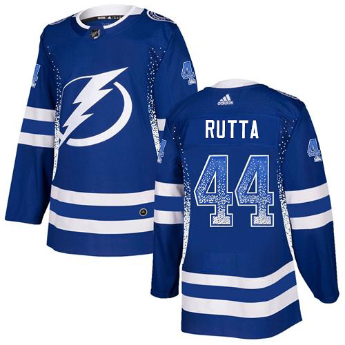 Adidas Tampa Bay Lightning Men 44 Jan Rutta Blue Home Authentic Drift Fashion Stitched NHL Jersey